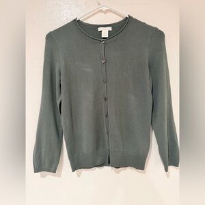 H&M Dark Green Button-Up Cardigan